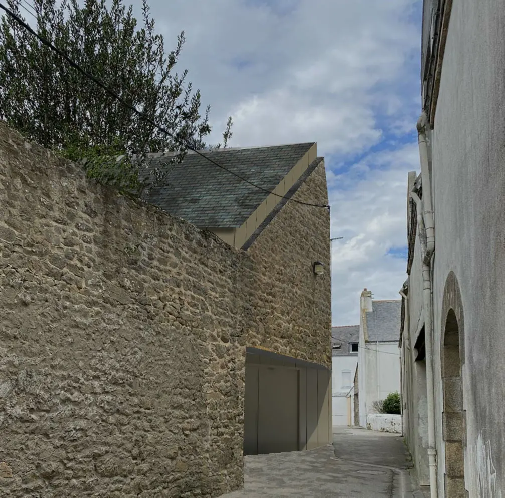 Réhabilitation d'un hangar en habitation à Étel, vue 1